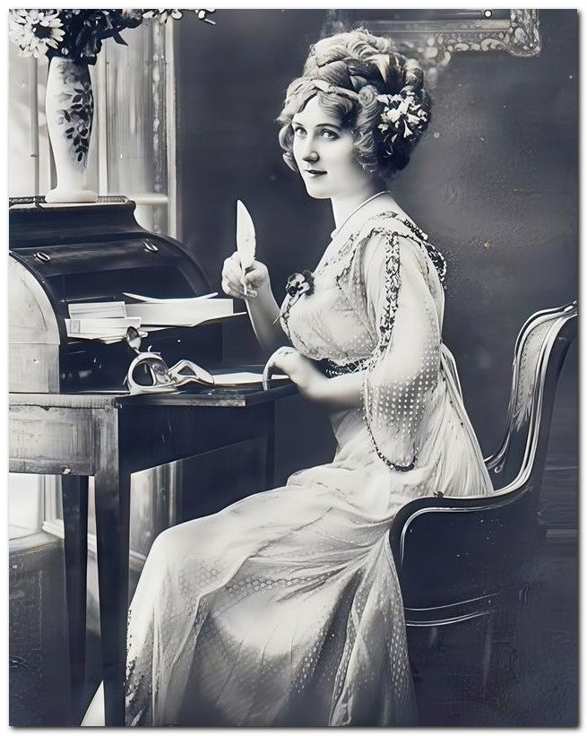 French Belle Epoque Fashion 1910 Feather Pen 8x10 Photo Print 23052502104