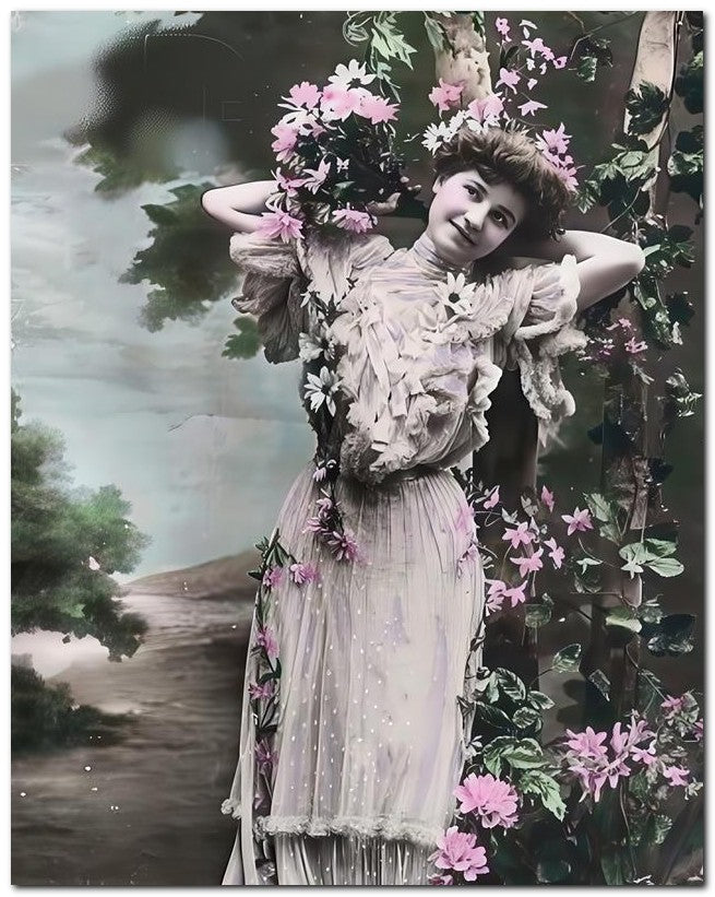 French Belle Epoque Fashion 1910 Flowers Lady 8x10 Photo Print 23052502118