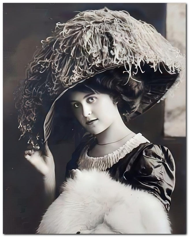 French Belle Epoque Fashion 1910 Fox Hat 8x10 Photo Print 23052502122