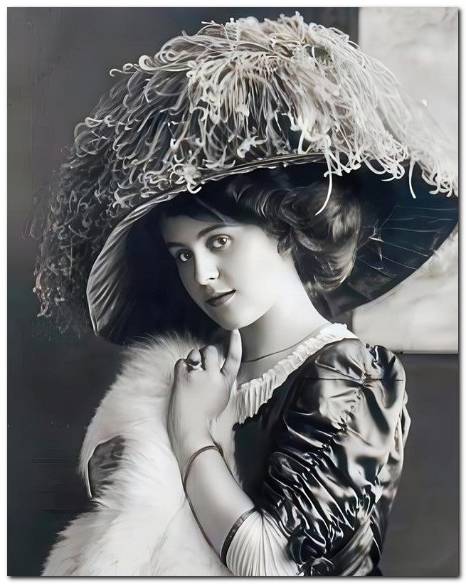 French Belle Epoque Fashion 1910 Fur Feathers 8x10 Photo Print 23052502129