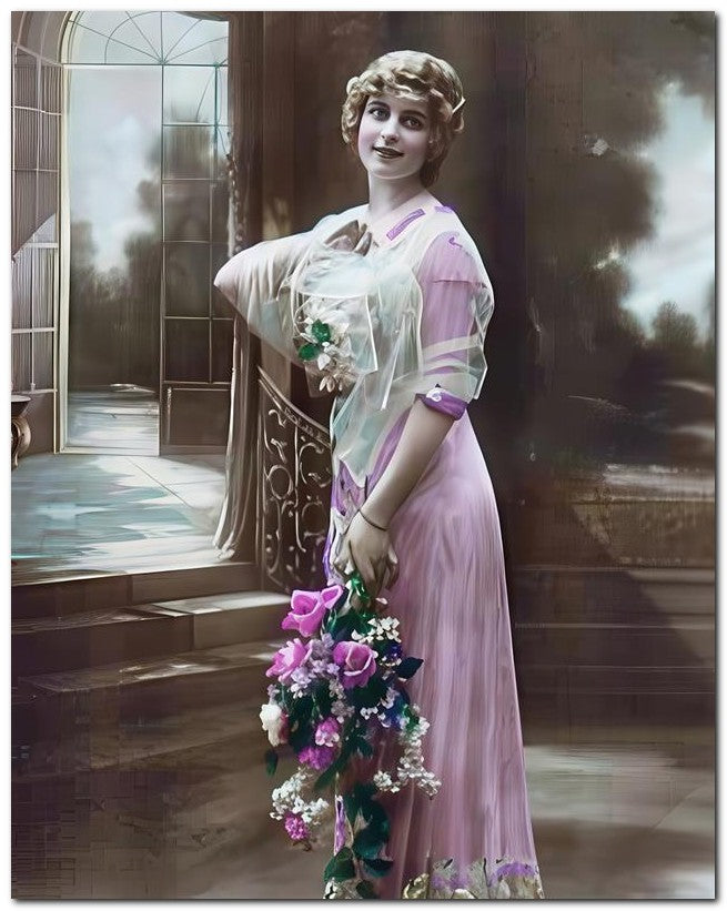 French Belle Epoque Fashion 1910 Hold Flowers 8x10 Photo Print 23052502193