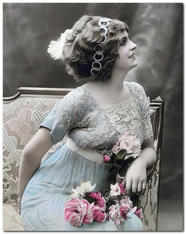 French Belle Epoque Fashion 1910 Lace Blue 8x10 Photo Print 23052502220