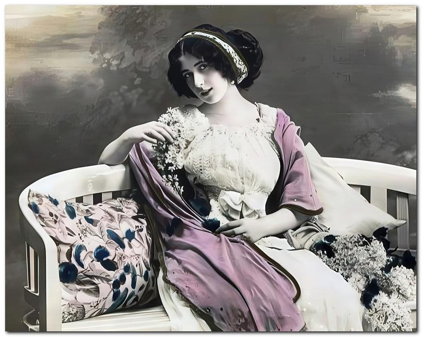 French Belle Epoque Fashion 1910 Lady Bench 8x10 Photo Print 23052502238