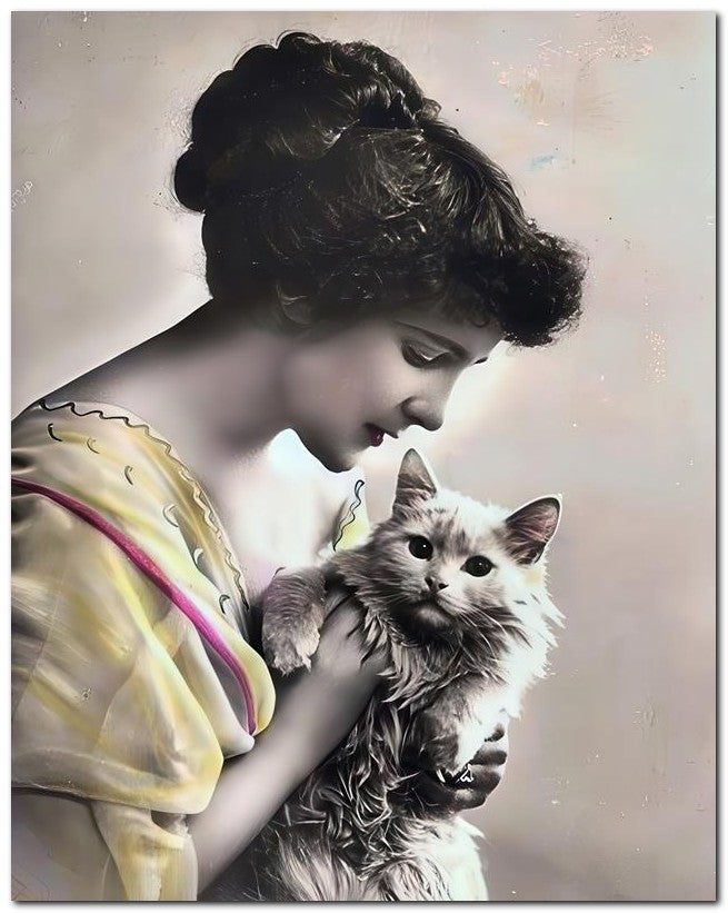 French Belle Epoque Fashion 1910 Lady Cat 8x10 Photo Print 23052502242