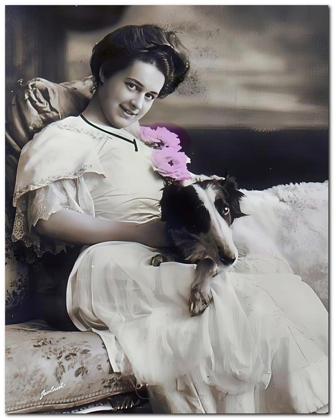 French Belle Epoque Fashion 1910 Lady Dog 8x10 Photo Print 23052502245