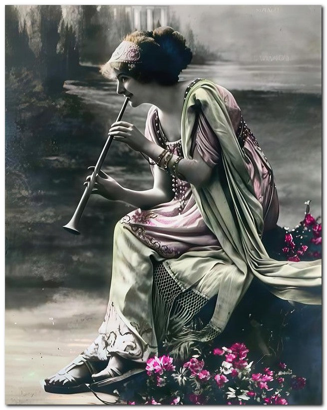 French Belle Epoque Fashion 1910 Lady Flute 8x10 Photo Print 23052502251