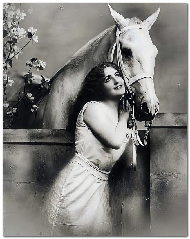 Belle Epoque Fashion 1910 Lady White Horse 8x10 Photo Print 23052502275