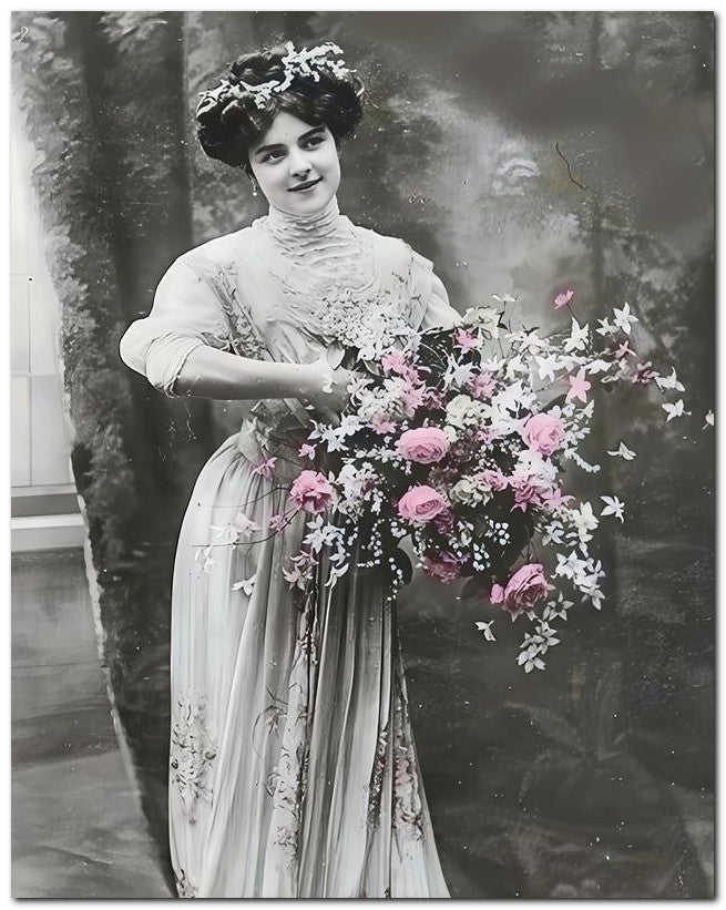 French Belle Epoque Fashion 1910 Large Bouquet 8x10 Photo Print 23052502280