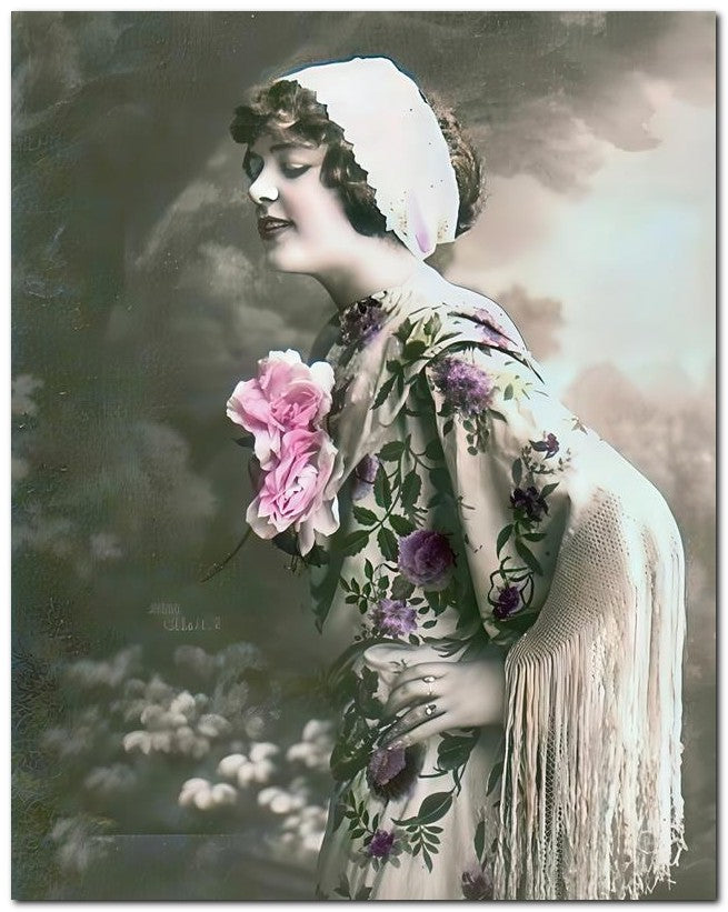 French Belle Epoque Fashion 1910 Leaning Lady 8x10 Photo Print 23052502288