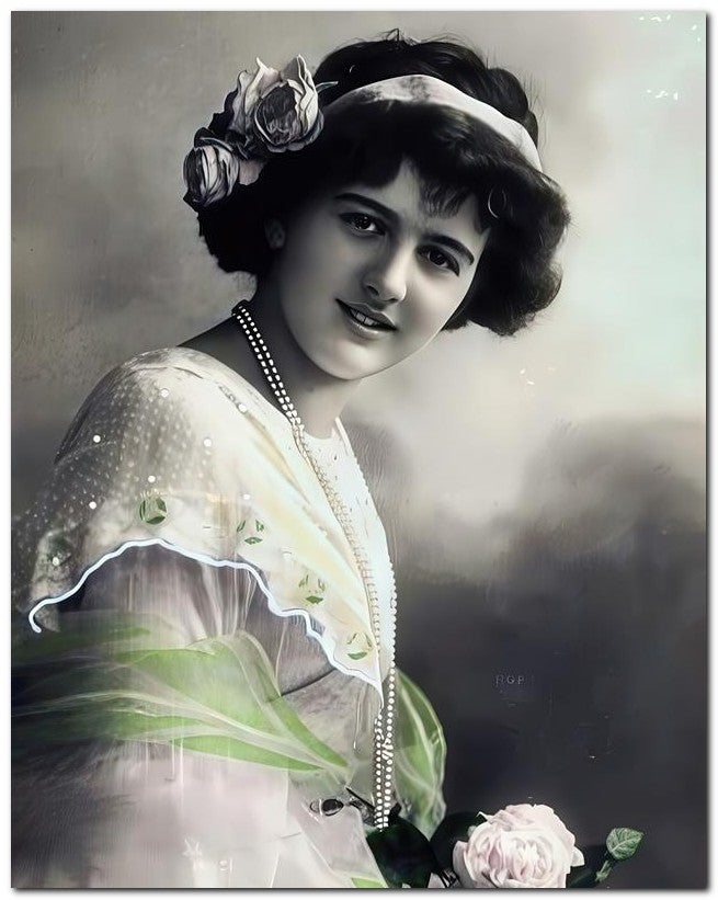 French Belle Epoque Fashion 1910 Long Pearls 8x10 Photo Print 23052502317