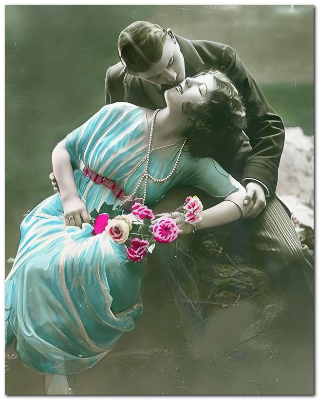 French Belle Epoque Fashion 1910 Lovers Kiss 8x10 Photo Print 23052502327