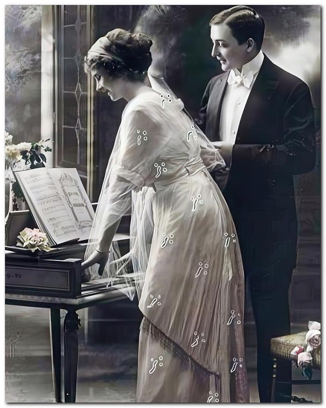 French Belle Epoque Fashion 1910 Making Music 8x10 Photo Print 23052502336