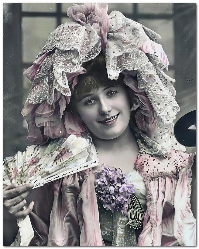 French Belle Epoque Fashion 1910 Mask Fan 8x10 Photo Print 23052502337