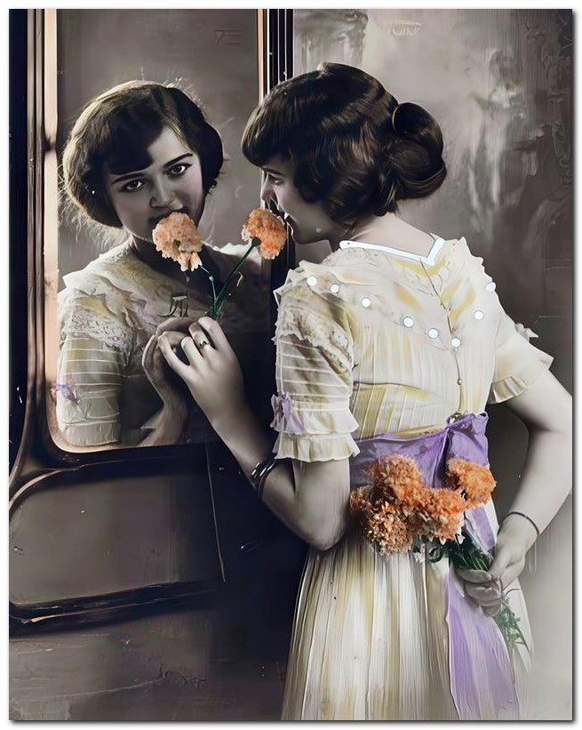 French Belle Epoque Fashion 1910 Mirror Lady 8x10 Photo Print 23052502341
