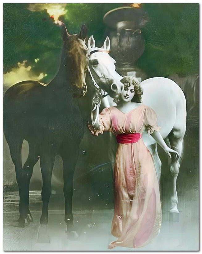 Belle Epoque Fashion 1910 Orange Dress Horse 8x10 Photo Print 23052502380