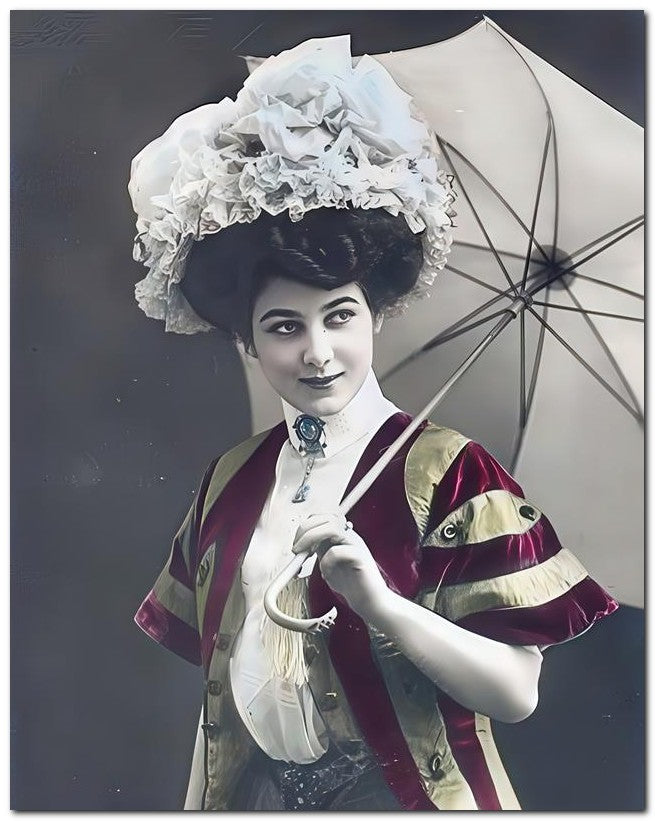 French Belle Epoque Fashion 1910 Parasol Bonnet 8x10 Photo Print 23052502387