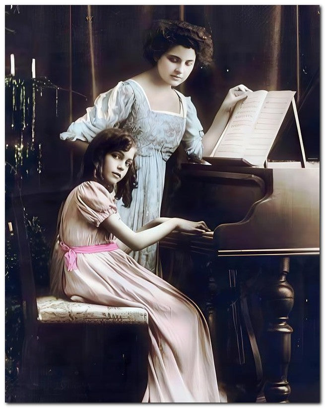 French Belle Epoque Fashion 1910 Piano Duo 8x10 Photo Print 23052502413