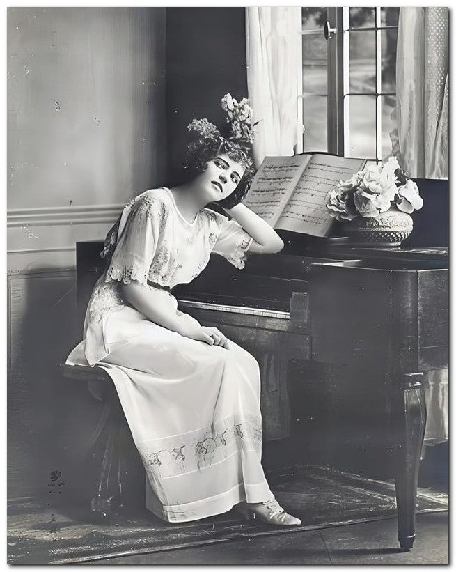 French Belle Epoque Fashion 1910 Piano Lovely 8x10 Photo Print 23052502415