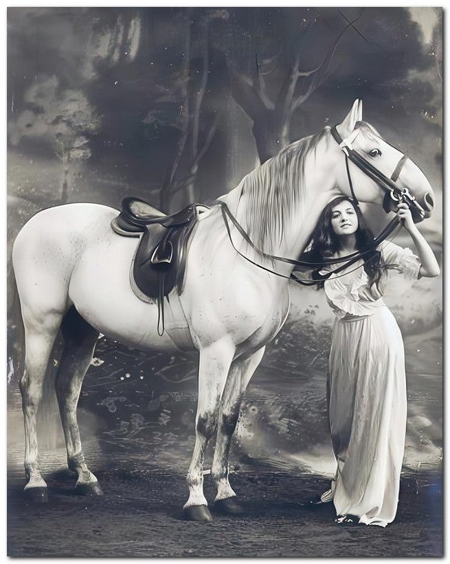 French Belle Epoque Fashion 1910 Saddled Horse 8x10 Photo Print 23052502503