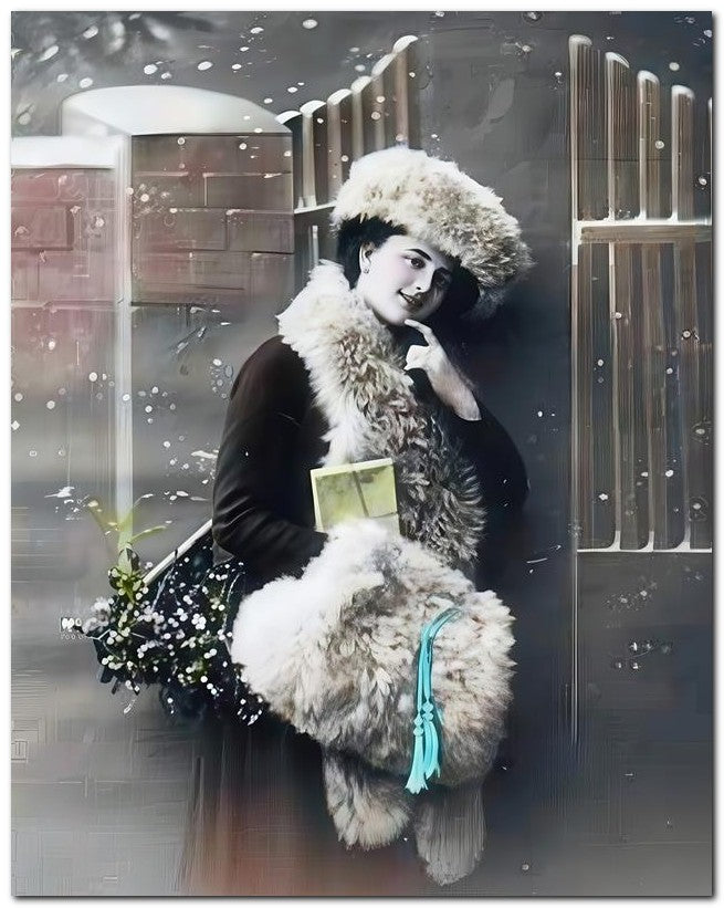 French Belle Epoque Fashion 1910 Snowing 8x10 Photo Print 23052502529