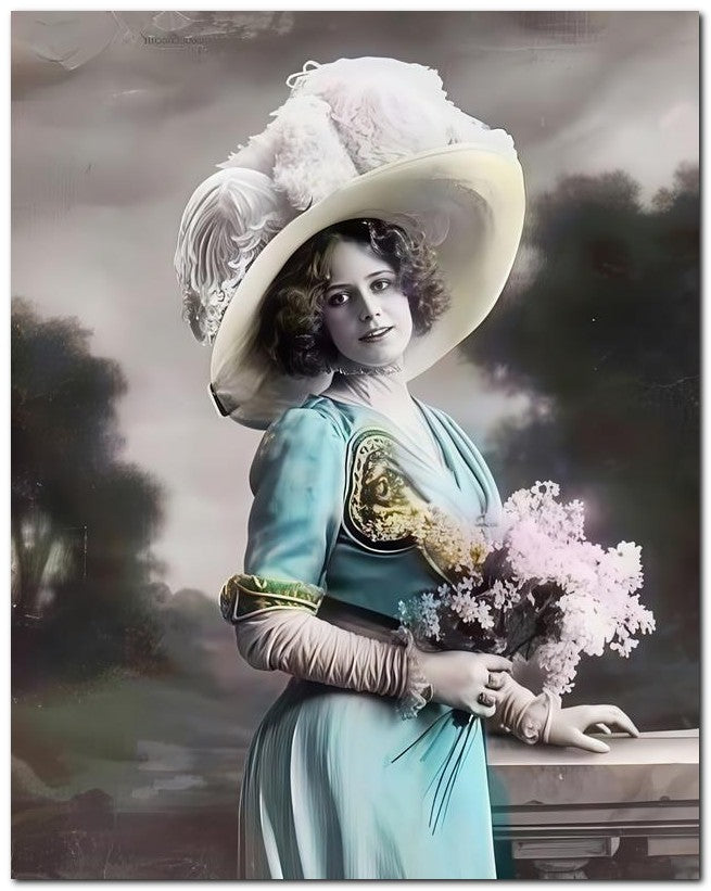 French Belle Epoque Fashion 1910 Teal Dress 8x10 Photo Print 23052502552