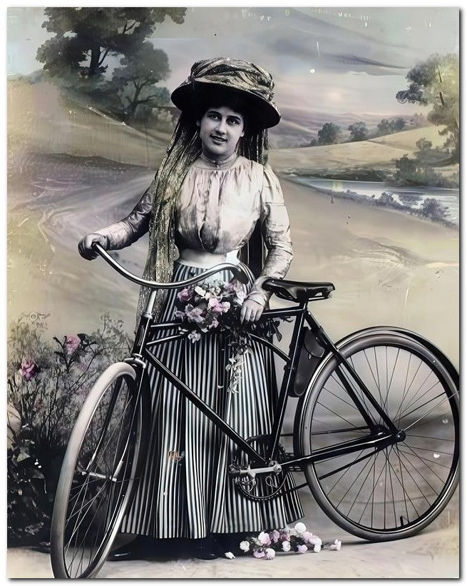 French Belle Epoque Fashion 1910 Tint Bike Girl 8x10 Photo Print 23052502558