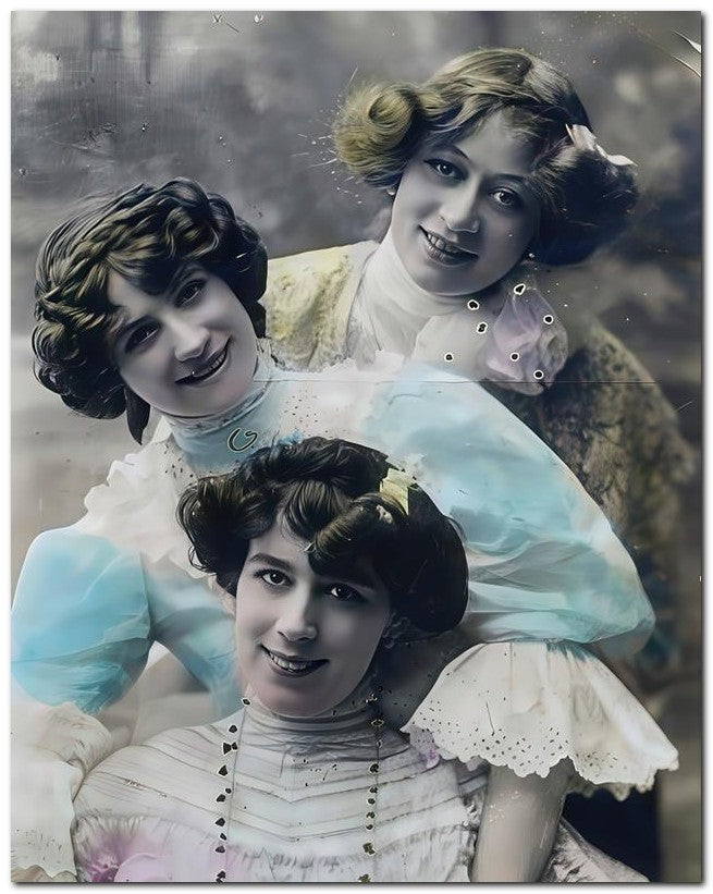 French Belle Epoque Fashion 1910 Trio Girls 8x10 Photo Print 23052502564