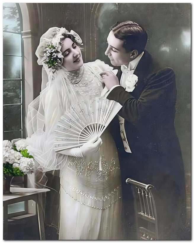 French Belle Epoque Fashion 1910 Wedding Couple 8x10 Photo Print 23052502584