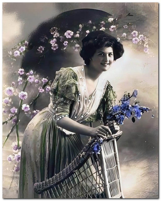 French Belle Epoque Fashion 1910 Wicker Floral 8x10 Photo Print 23052502597