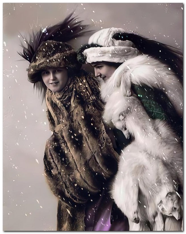 French Belle Epoque Fashion 1910 Windy Snow 8x10 Photo Print 23052502598