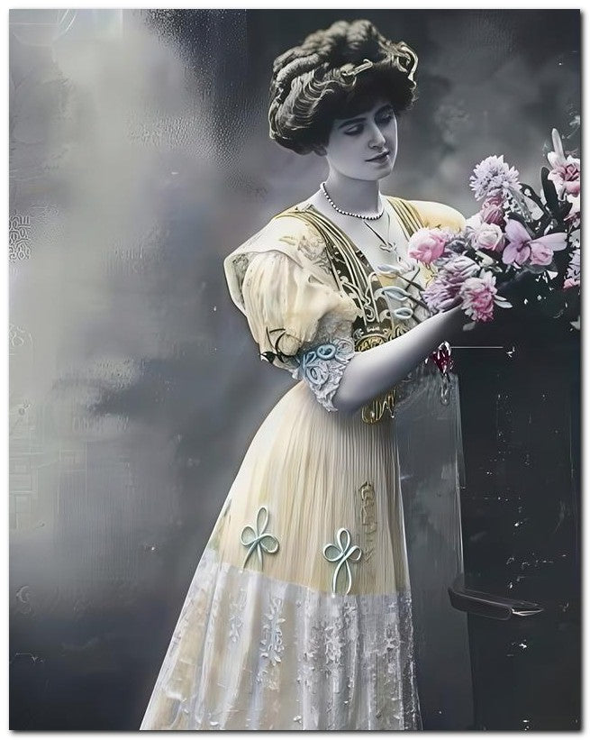 French Belle Epoque Fashion 1910 Yellow Dress 8x10 Photo Print 23052502606