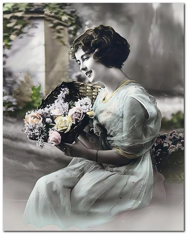 French Belle Epoque Fashion 1910's Sitting Lady 8x10 Photo Print 23052502628