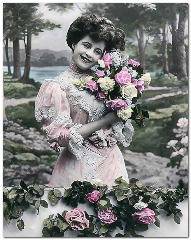 French Belle Epoque Fashion 1910's Smile Roses 8x10 Photo Print 23052502634