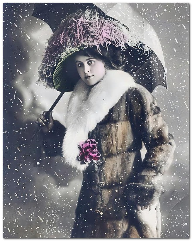 French Belle Epoque Fashion 1910's Snow Parasol 8x10 Photo Print 23052502637