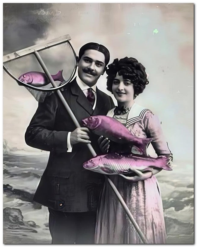 French Belle Epoque Fashion 1911 Fish Couple 8x10 Photo Print 23052502673