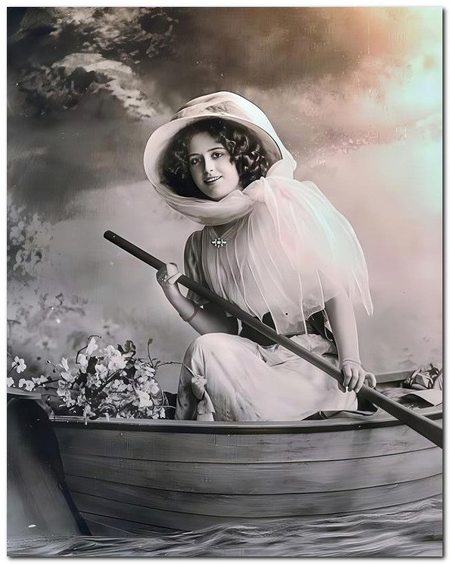 French Belle Epoque Fashion 1911 Row Boat 8x10 Photo Print 23052502700