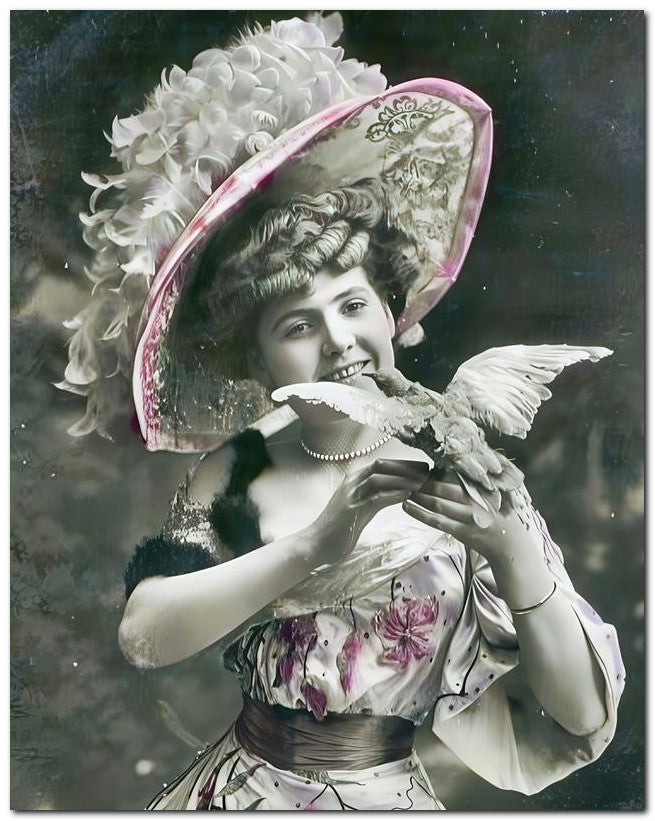 French Belle Epoque Fashion 1912 Lady With Dove 8x10 Photo Print 23052502737