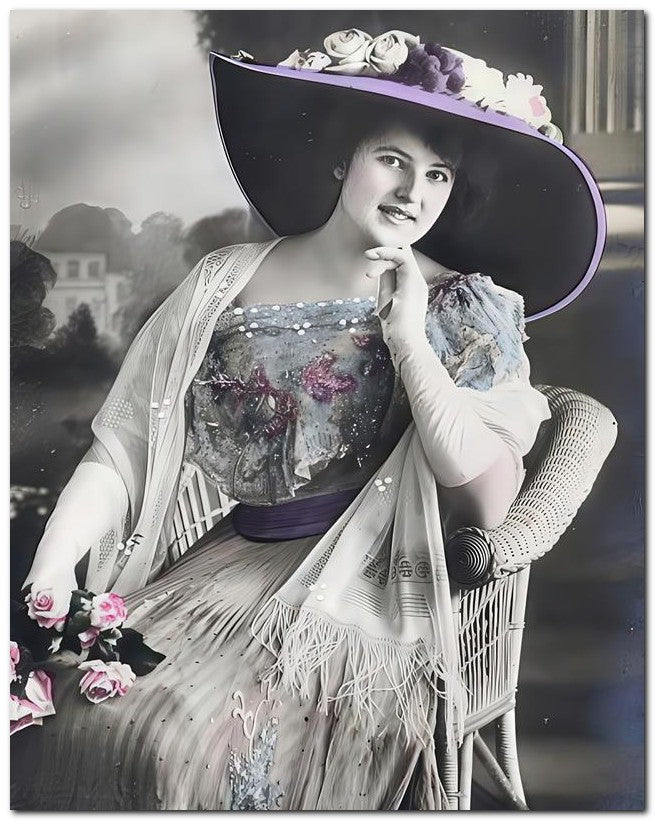 French Belle Epoque Fashion 1912 Purple Hat 8x10 Photo Print 23052502747