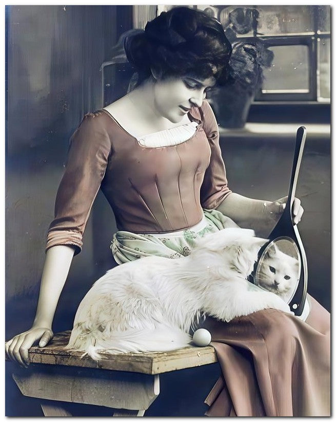 Belle Epoque Fashion 1913 Lady Cat Mirrow 8x10 Photo Print 23052502775