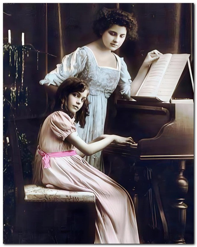French Belle Epoque Fashion 1914 Playing Piano 8x10 Photo Print 23052502818