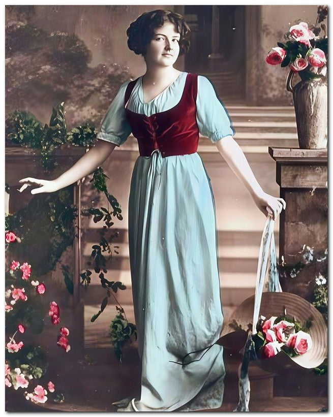 French Belle Epoque Fashion 1915 Lady In Blue 8x10 Photo Print 23052502839