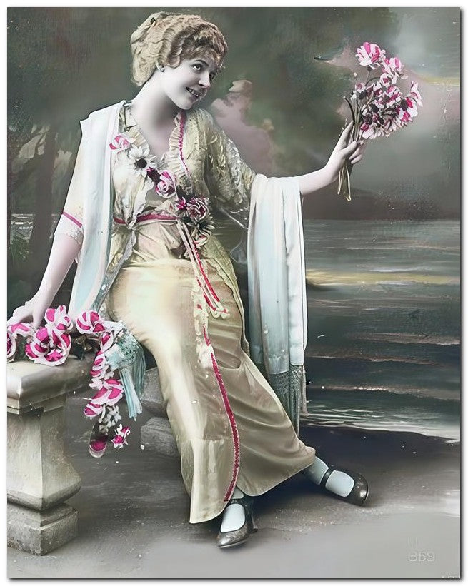 French Belle Epoque Fashion 1915 Rose Trimmed 8x10 Photo Print 23052502850