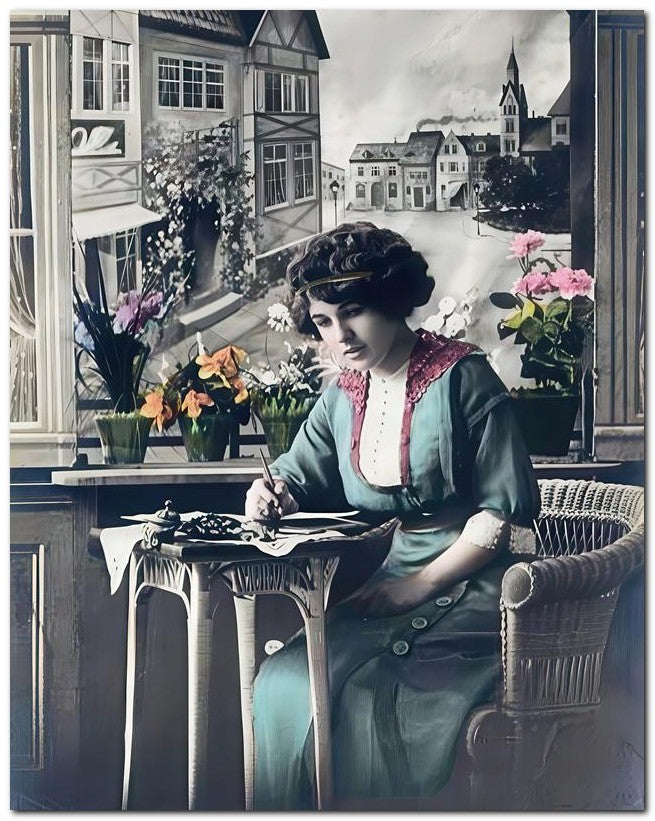 French Belle Epoque Fashion 1916 Write Letter 8x10 Photo Print 23052502867