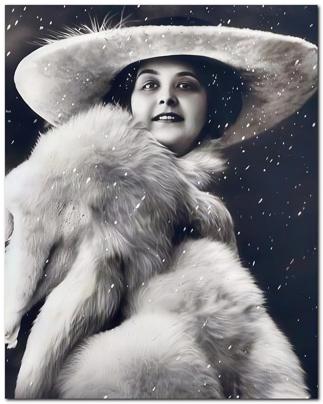 French Belle Epoque Fashion 1917 Fur Snow 8x10 Photo Print 23052502873