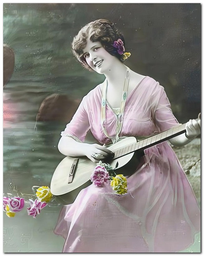 French Belle Epoque Fashion 1918 Guitar Roses 8x10 Photo Print 23052502889