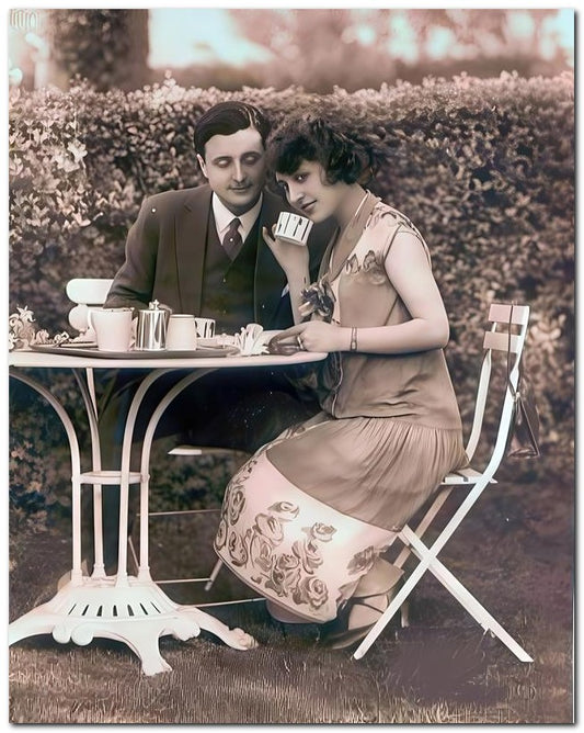 French Belle Epoque Fashion 1927 Tea For Two 8x10 Photo Print 23052502907