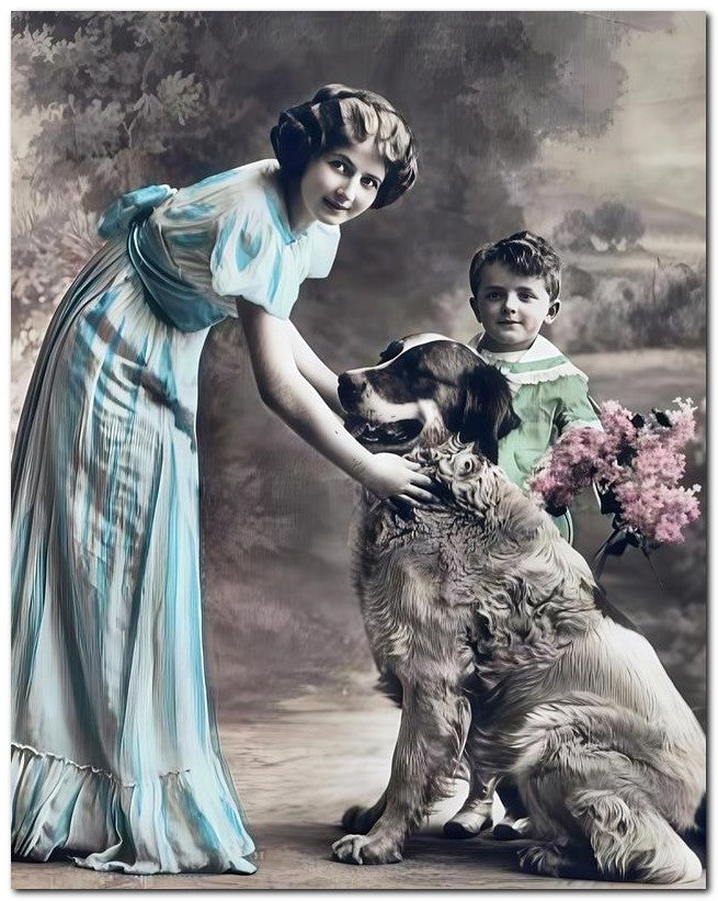 French Belle Epoque Fashion Bernese Lady Boy 8x10 Photo Print 23052502909