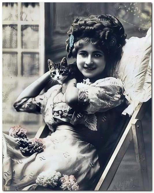 Belle Epoque Fashion Cute Edwardian Lady Cat 8x10 Photo Print 23052502918