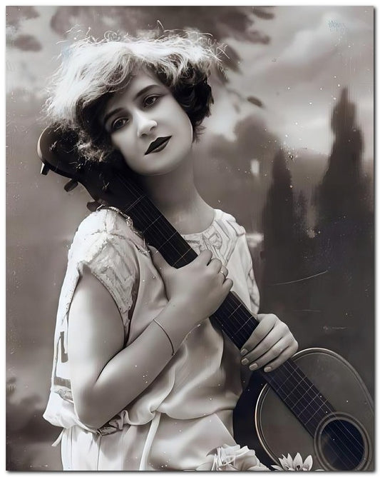 French Belle Epoque Fashion Guitar Lady 8x10 Photo Print 23052502926