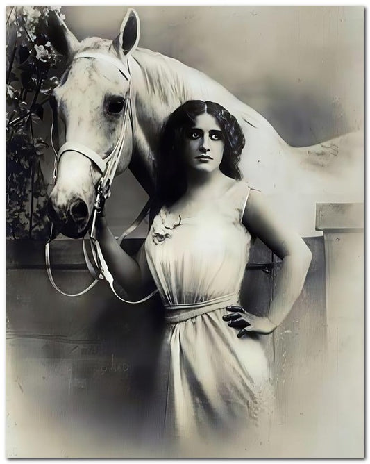 French Belle Epoque Fashion Horse White Girl 8x10 Photo Print 23052502932